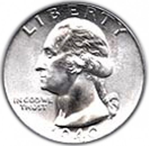 25 cent Obverse Image minted in UNITED STATES in 1940 (Washington)  - The Coin Database