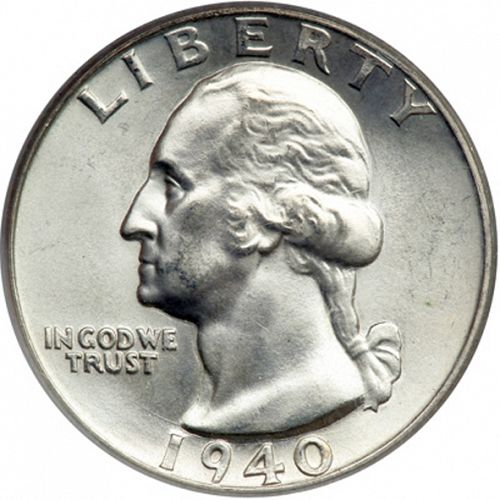 25 cent Obverse Image minted in UNITED STATES in 1940D (Washington)  - The Coin Database