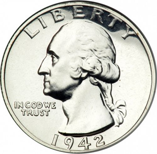25 cent Obverse Image minted in UNITED STATES in 1942 (Washington)  - The Coin Database