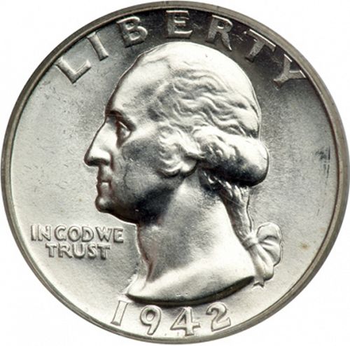 25 cent Obverse Image minted in UNITED STATES in 1942S (Washington)  - The Coin Database