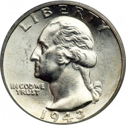 25 cent Obverse Image minted in UNITED STATES in 1943D (Washington)  - The Coin Database