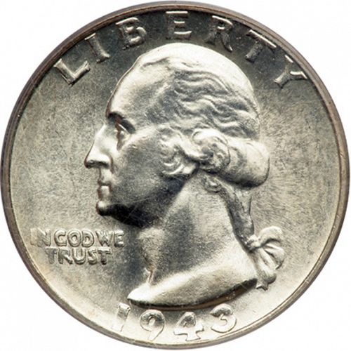 25 cent Obverse Image minted in UNITED STATES in 1943S (Washington)  - The Coin Database