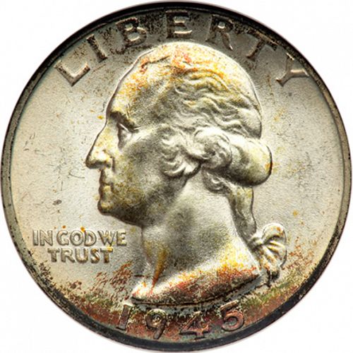 25 cent Obverse Image minted in UNITED STATES in 1945D (Washington)  - The Coin Database