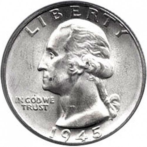 25 cent Obverse Image minted in UNITED STATES in 1945S (Washington)  - The Coin Database