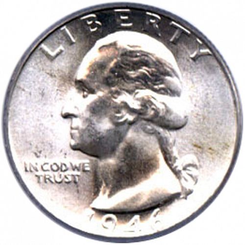25 cent Obverse Image minted in UNITED STATES in 1946D (Washington)  - The Coin Database