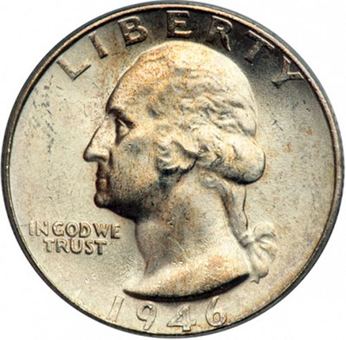 25 cent Obverse Image minted in UNITED STATES in 1946S (Washington)  - The Coin Database