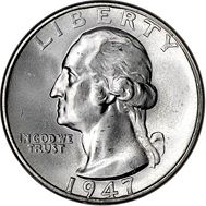 25 cent Obverse Image minted in UNITED STATES in 1947S (Washington)  - The Coin Database