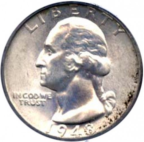 25 cent Obverse Image minted in UNITED STATES in 1948 (Washington)  - The Coin Database