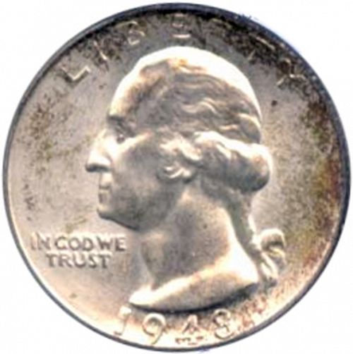 25 cent Obverse Image minted in UNITED STATES in 1948D (Washington)  - The Coin Database