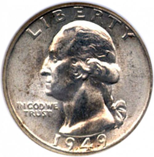 25 cent Obverse Image minted in UNITED STATES in 1949D (Washington)  - The Coin Database