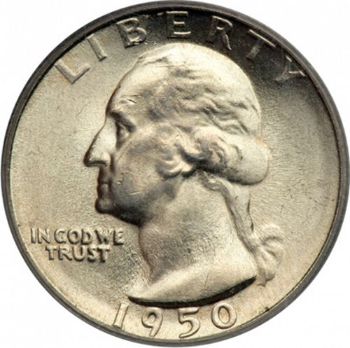 25 cent Obverse Image minted in UNITED STATES in 1950S (Washington)  - The Coin Database