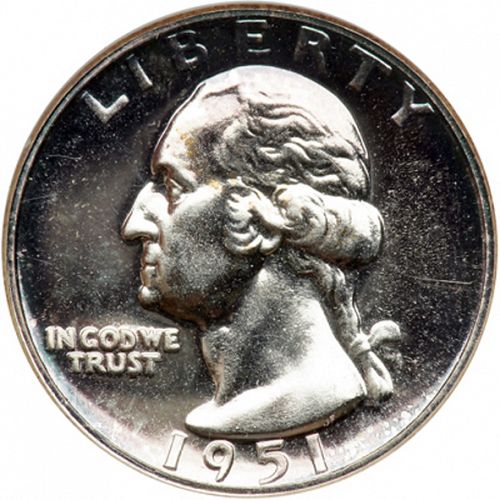25 cent Obverse Image minted in UNITED STATES in 1951 (Washington)  - The Coin Database