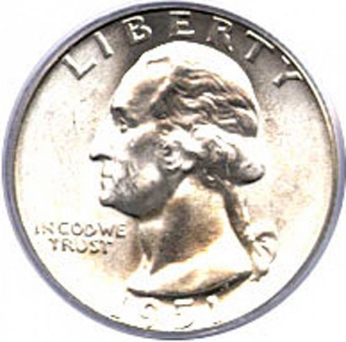 25 cent Obverse Image minted in UNITED STATES in 1951D (Washington)  - The Coin Database