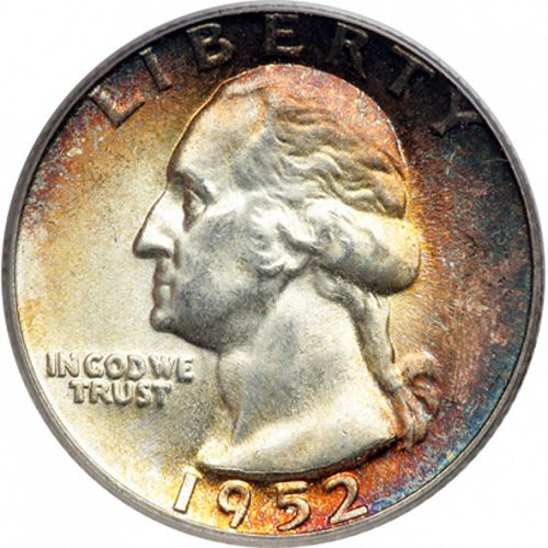 25 cent Obverse Image minted in UNITED STATES in 1952 (Washington)  - The Coin Database