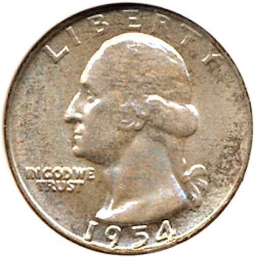 25 cent Obverse Image minted in UNITED STATES in 1954D (Washington)  - The Coin Database