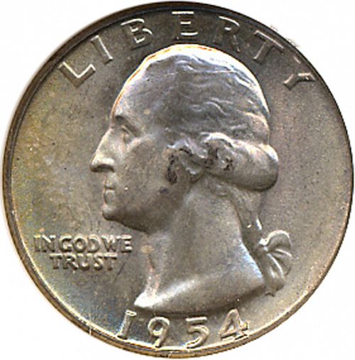 25 cent Obverse Image minted in UNITED STATES in 1954S (Washington)  - The Coin Database