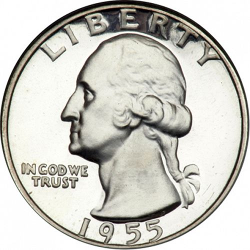 25 cent Obverse Image minted in UNITED STATES in 1955 (Washington)  - The Coin Database