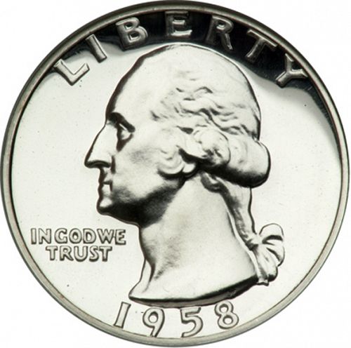 25 cent Obverse Image minted in UNITED STATES in 1958 (Washington)  - The Coin Database