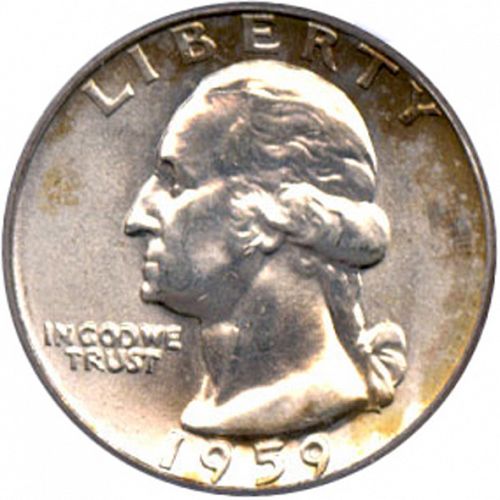 25 cent Obverse Image minted in UNITED STATES in 1959 (Washington)  - The Coin Database