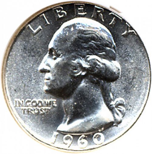 25 cent Obverse Image minted in UNITED STATES in 1960 (Washington)  - The Coin Database