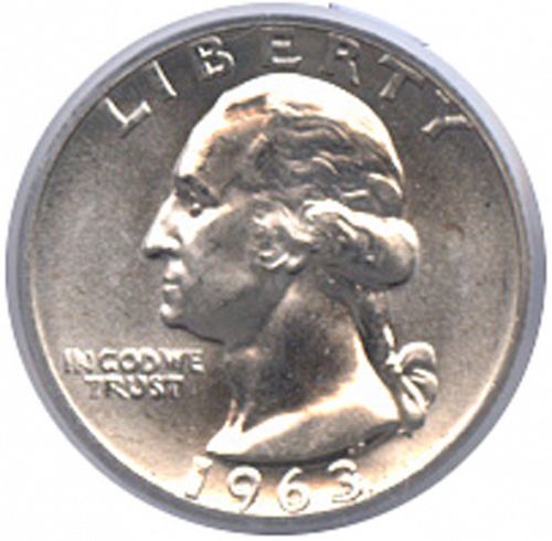 25 cent Obverse Image minted in UNITED STATES in 1963 (Washington)  - The Coin Database