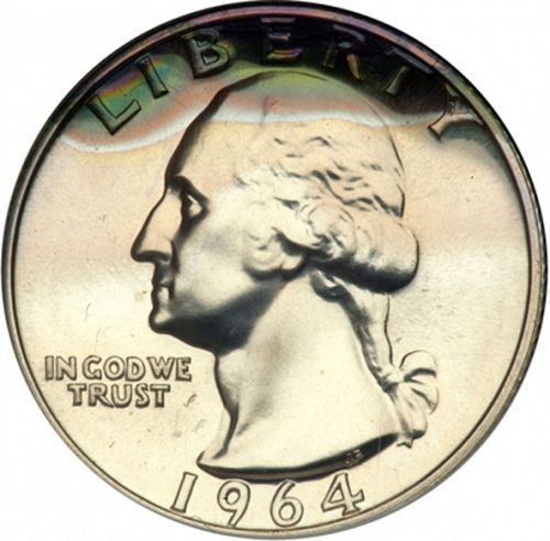 25 cent Obverse Image minted in UNITED STATES in 1964 (Washington)  - The Coin Database