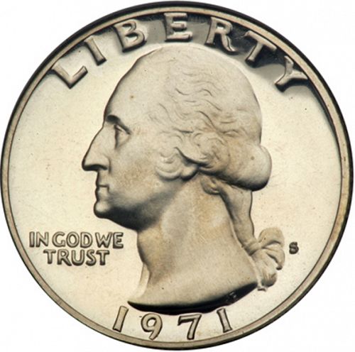 25 cent Obverse Image minted in UNITED STATES in 1971S (Washington)  - The Coin Database
