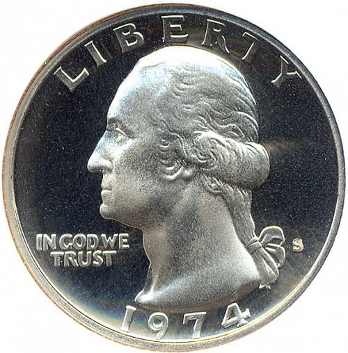 25 cent Obverse Image minted in UNITED STATES in 1974S (Washington)  - The Coin Database