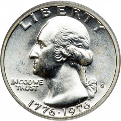 25 cent Obverse Image minted in UNITED STATES in 1976S (Washington)  - The Coin Database
