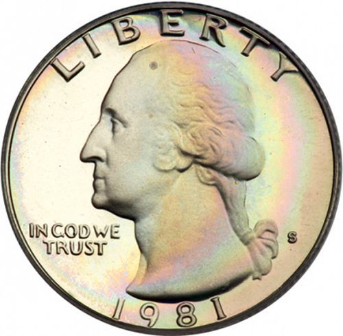 25 cent Obverse Image minted in UNITED STATES in 1981S (Washington)  - The Coin Database