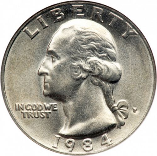 25 cent Obverse Image minted in UNITED STATES in 1984P (Washington)  - The Coin Database