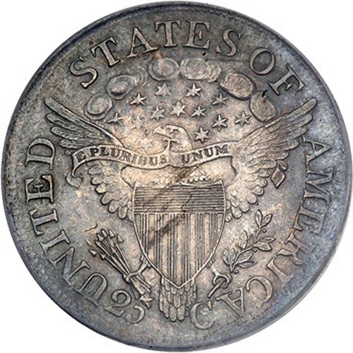 25 cent Reverse Image minted in UNITED STATES in 1807 (Draped Bust - Heraldic eagle reverse)  - The Coin Database