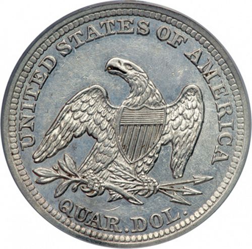 25 cent Reverse Image minted in UNITED STATES in 1842 (Seated Liberty - Drapery added)  - The Coin Database