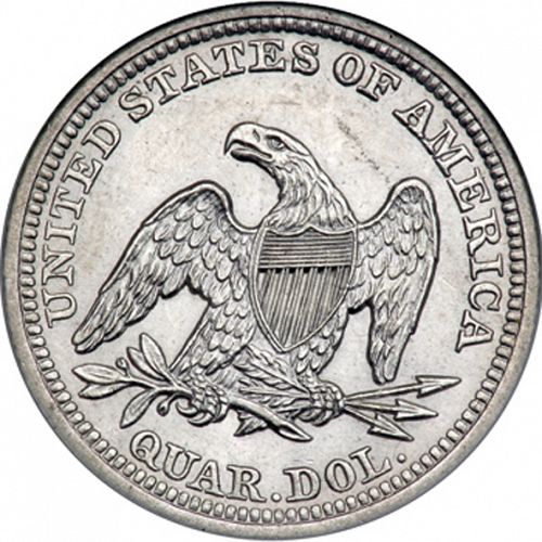 25 cent Reverse Image minted in UNITED STATES in 1843 (Seated Liberty - Drapery added)  - The Coin Database