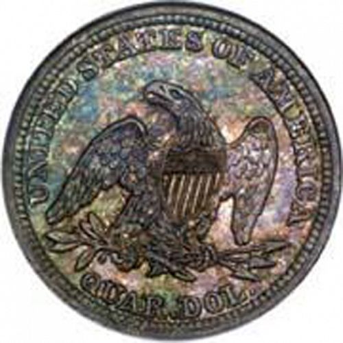 25 cent Reverse Image minted in UNITED STATES in 1845 (Seated Liberty - Drapery added)  - The Coin Database