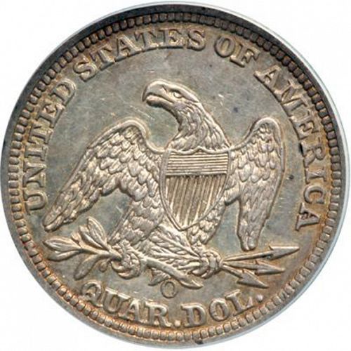 25 cent Reverse Image minted in UNITED STATES in 1849O (Seated Liberty - Drapery added)  - The Coin Database