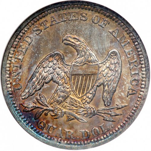 25 cent Reverse Image minted in UNITED STATES in 1850 (Seated Liberty - Drapery added)  - The Coin Database
