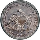 25 cent Reverse Image minted in UNITED STATES in 1852O (Seated Liberty - Drapery added)  - The Coin Database