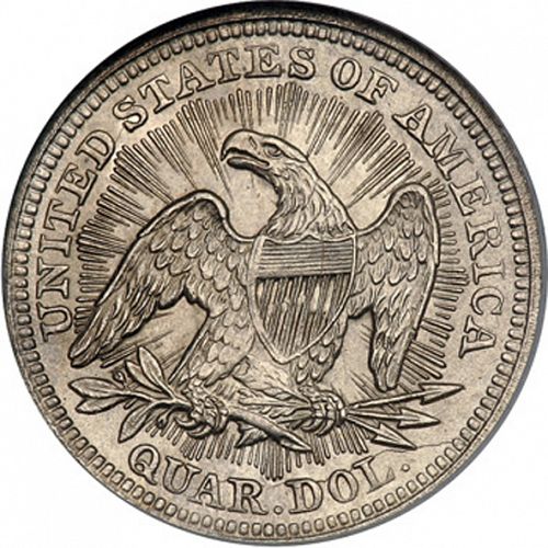 25 cent Reverse Image minted in UNITED STATES in 1853 (Seated Liberty - Drapery added)  - The Coin Database