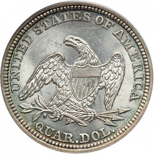 25 cent Reverse Image minted in UNITED STATES in 1857 (Seated Liberty - Arrows at date removed)  - The Coin Database