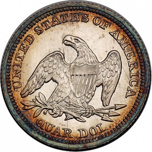 25 cent Reverse Image minted in UNITED STATES in 1858 (Seated Liberty - Arrows at date removed)  - The Coin Database