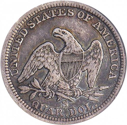 25 cent Reverse Image minted in UNITED STATES in 1858S (Seated Liberty - Arrows at date removed)  - The Coin Database