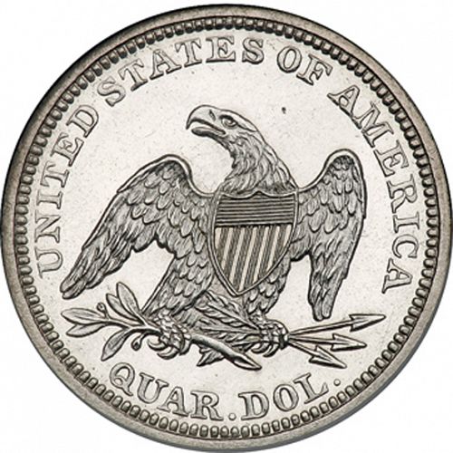 25 cent Reverse Image minted in UNITED STATES in 1860 (Seated Liberty - Arrows at date removed)  - The Coin Database