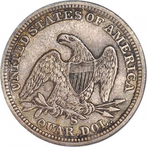 25 cent Reverse Image minted in UNITED STATES in 1861S (Seated Liberty - Arrows at date removed)  - The Coin Database