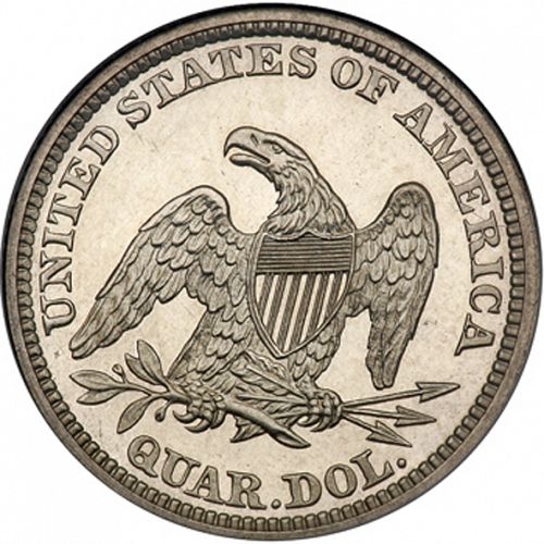 25 cent Reverse Image minted in UNITED STATES in 1863 (Seated Liberty - Arrows at date removed)  - The Coin Database