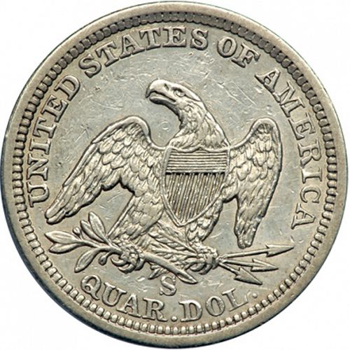 25 cent Reverse Image minted in UNITED STATES in 1865S (Seated Liberty - Arrows at date removed)  - The Coin Database