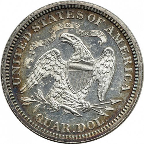25 cent Reverse Image minted in UNITED STATES in 1867 (Seated Liberty - Motto above eagle)  - The Coin Database