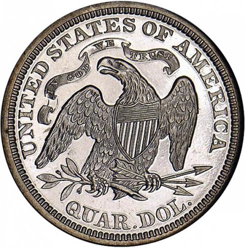 25 cent Reverse Image minted in UNITED STATES in 1871 (Seated Liberty - Motto above eagle)  - The Coin Database