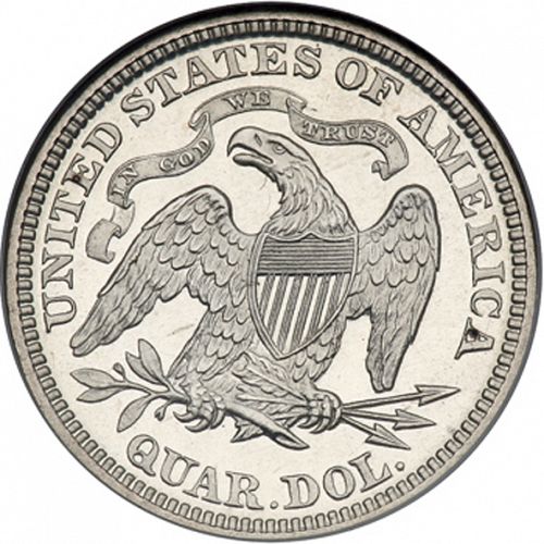 25 cent Reverse Image minted in UNITED STATES in 1872 (Seated Liberty - Motto above eagle)  - The Coin Database