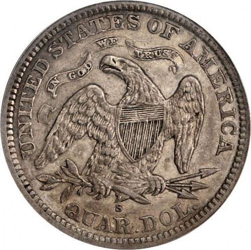 25 cent Reverse Image minted in UNITED STATES in 1873S (Seated Liberty - Arrows at date)  - The Coin Database